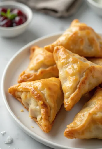 Servierte Samosas mit Entenfleisch