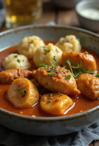 Pörkölt fürjhússal tálalva