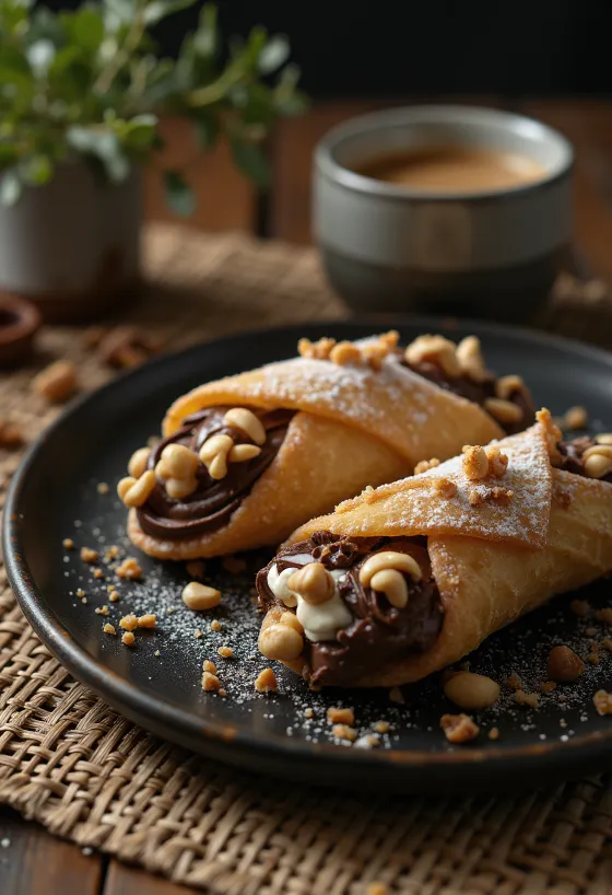 Cannoli mit Haselnusscreme serviert