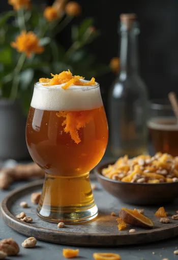Orangenbier in der Flasche serviert
