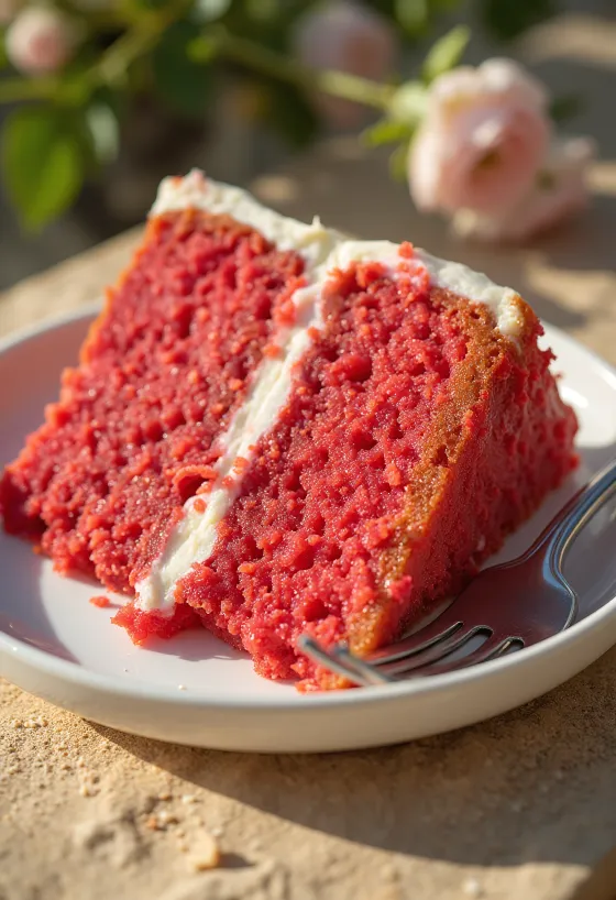 Red Velvet Torte mit cremigen Schichten