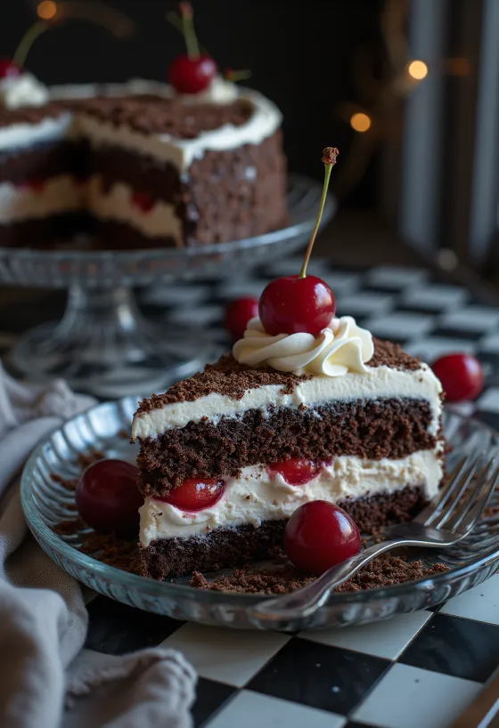 Servierte Schwarzwälder Kirschtorte