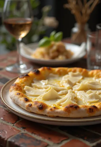 Pizza al Tartufo Bianco mit weißem Trüffel und Käse