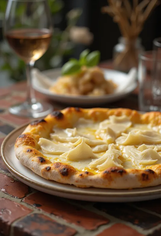 Pizza al Tartufo Bianco mit weißem Trüffel und Käse