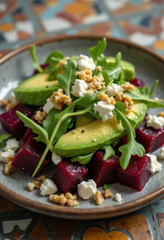 Frischer Rote-Bete-Avocado-Salat mit Rucola