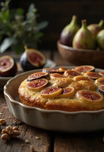 Servierter Feigen-Walnuss-Kuchen