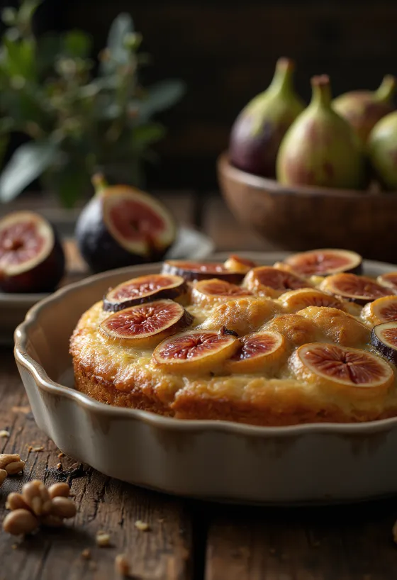 Servierter Feigen-Walnuss-Kuchen