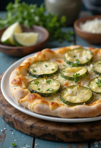 Pizza al Zucchini mit Zucchini und Käse