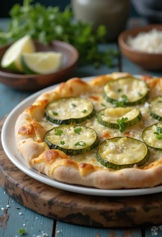 Pizza al Zucchini mit Zucchini und Käse