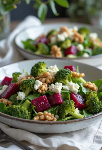 Rote-Bete-Brokkoli-Salat mit Walnuss-Dressing