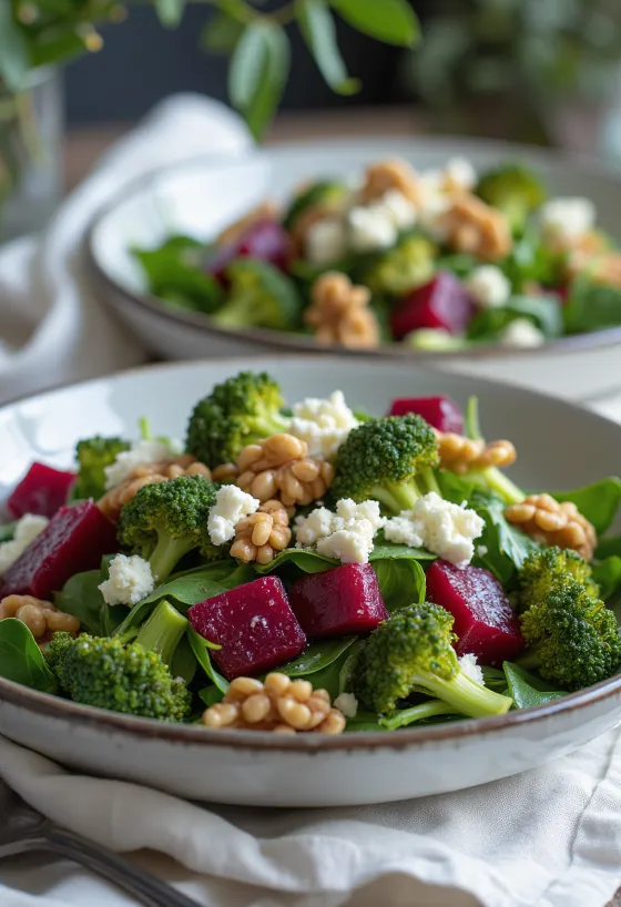 Rote-Bete-Brokkoli-Salat mit Walnuss-Dressing