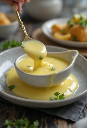 Zitronen-Butter-Sauce mit Dill serviert