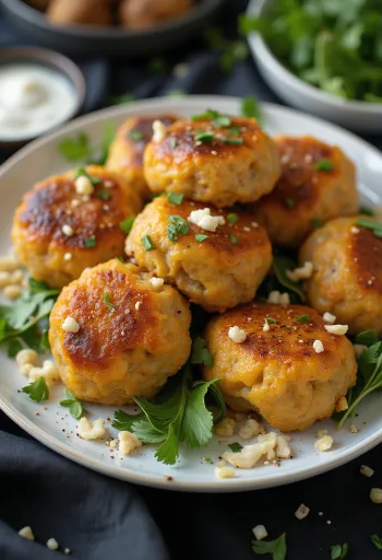 Würzige Hähnchen-Kofta, frisch serviert, schön goldbraun gebraten