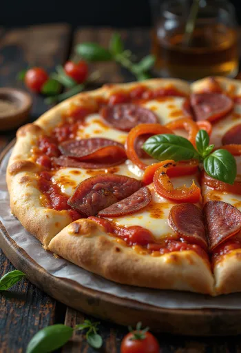 Pizza alla Campagnola mit Salami und Gemüse