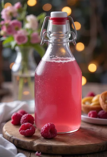 Probiotischer Waldhimbeer-Kombucha, erfrischendes, gesundes Getränk