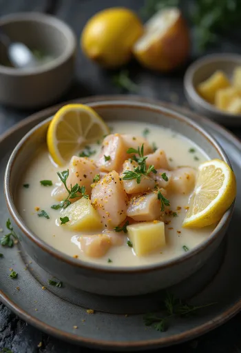 Cullen Skink mit Zitronensaft, Fisch- und Reissuppe