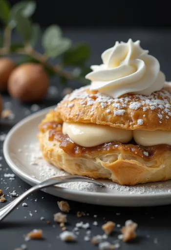 Servierte Kastanien-Cremeschnitte