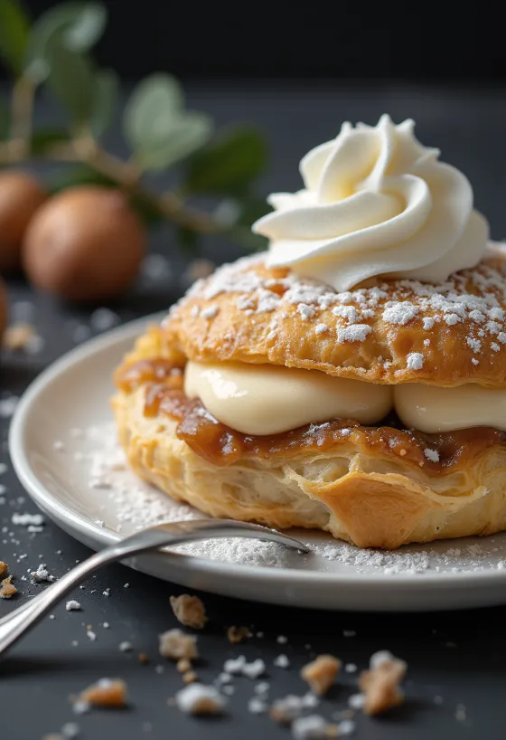 Servierte Kastanien-Cremeschnitte