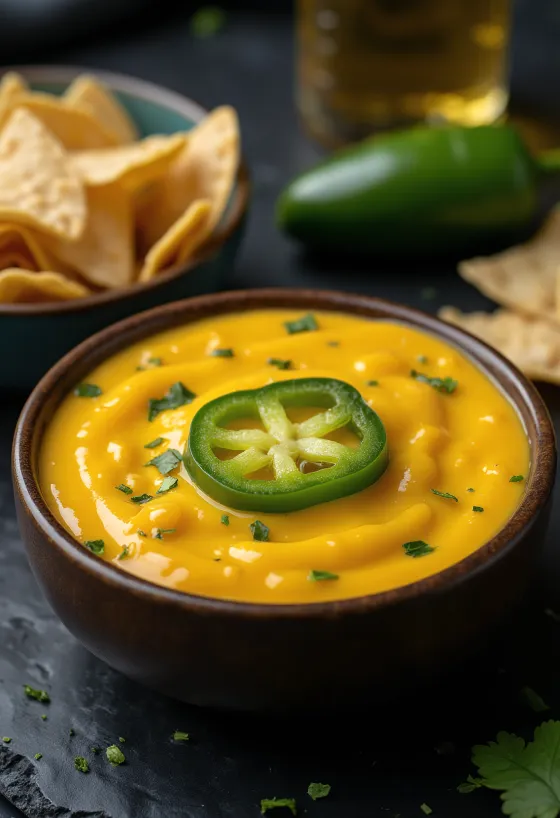Servierte Jalapeño-Cheddar-Sauce