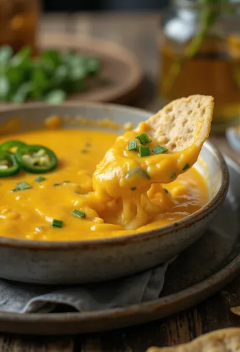 Jalapeño-Käsesauce serviert