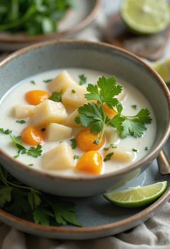 Kokos-Gemüsesuppe mit frischem Koriander