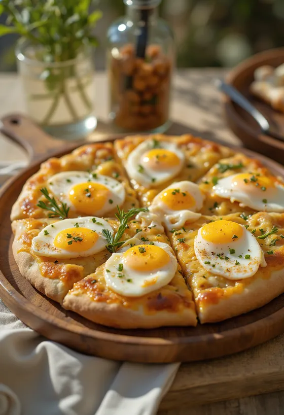 Servierte Pizza Sabich