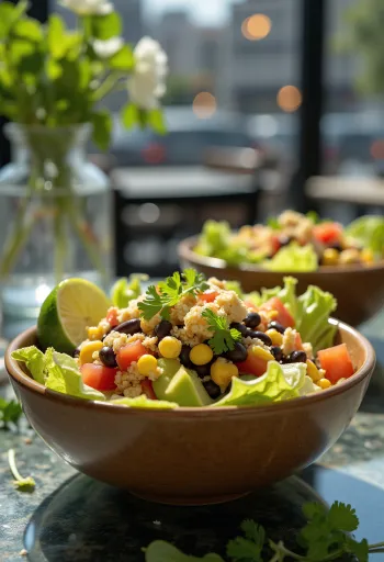 Veganer Taco-Salat mit Tortilla-Chips und Gemüse