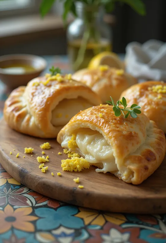Frisch gebackene Zitronen-Knoblauch-Calzone