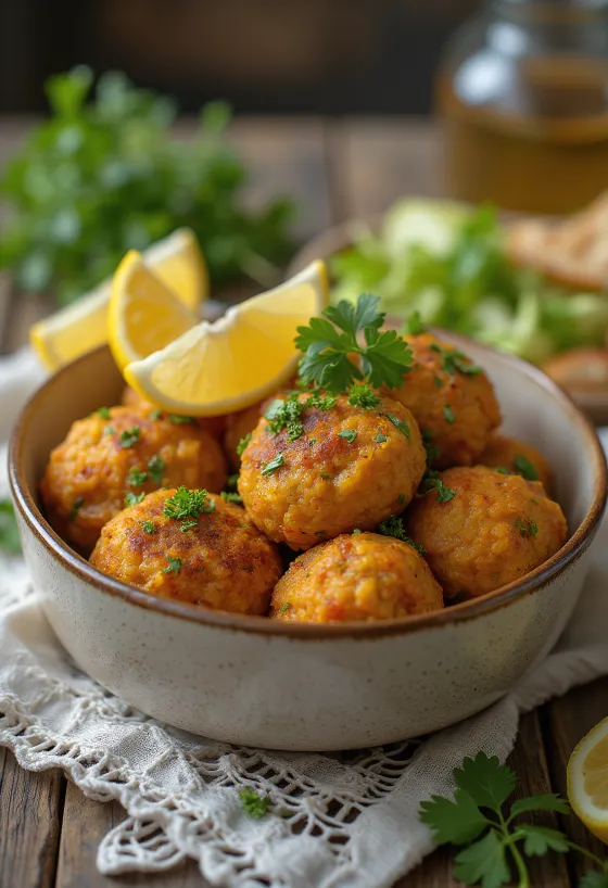 Schnelle Vegane Kofta aus Kichererbsen mit Petersilie garniert