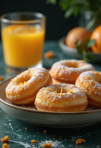 Servierte Orangen-Krapfen auf einem Teller