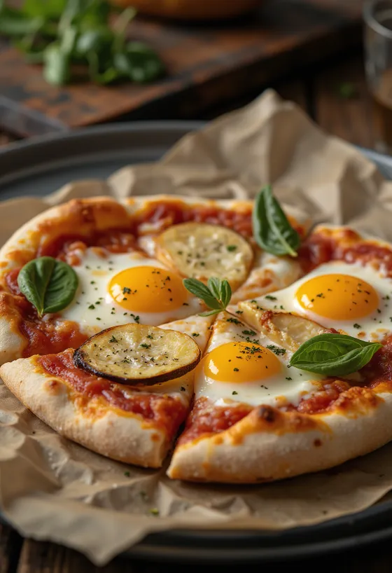 Pizza alla Melanzana mit Aubergine und Mozzarella