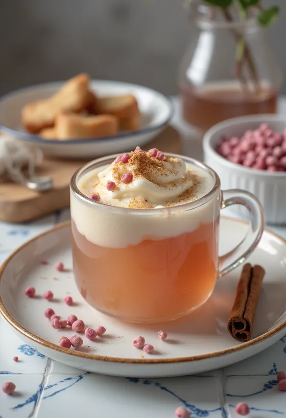 Apfel-Cider mit Rosa Pfeffer im Glas serviert