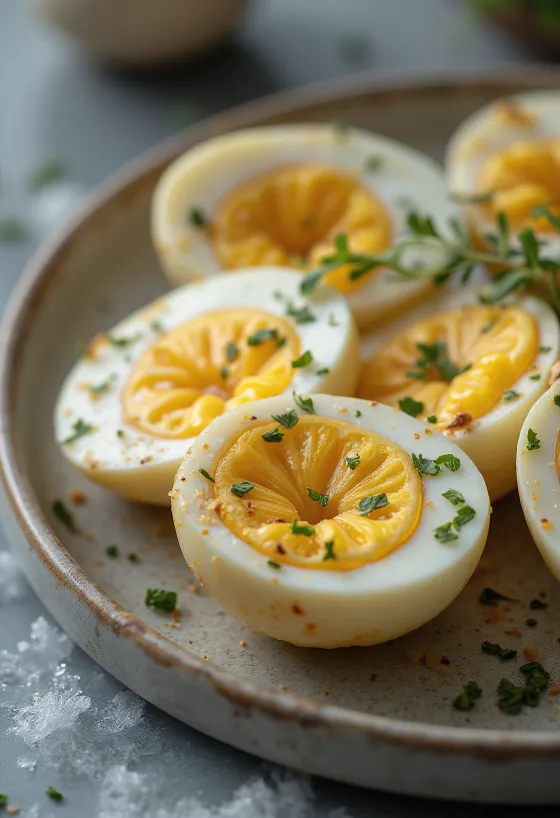Gebackene Aubergine mit Knoblauch serviert