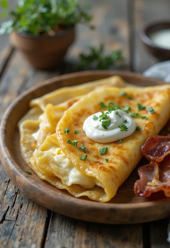 Frisch gebackene Schafskäse-Pfannkuchen