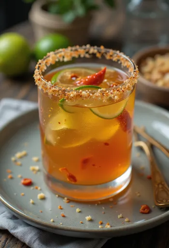 Pikante Tequila-Limetten-Sauce serviert