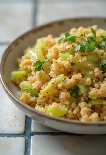 Würziger Bulgur mit Wirsing serviert