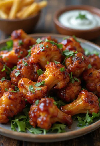 Blumenkohl-Wings mit BBQ-Sauce gebacken