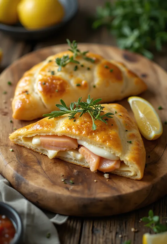 Frisch gebackene Forellen-Calzone