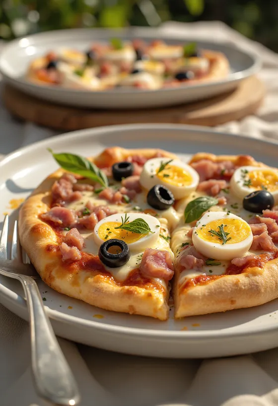 Servierte Pizza Tunisienne