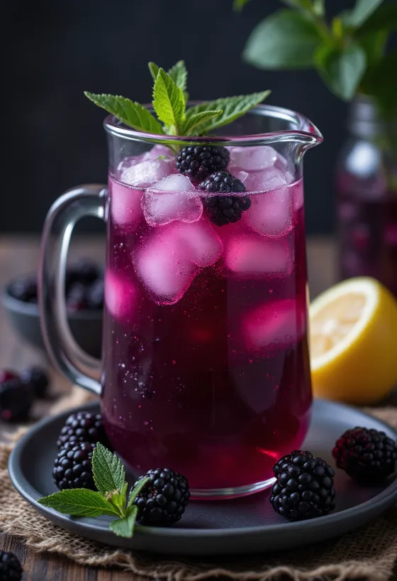 Brombeer-Limonade im Glas serviert