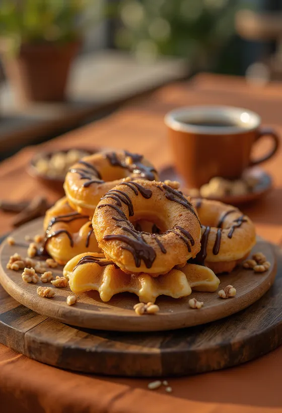 Servierte Waffel-Donuts