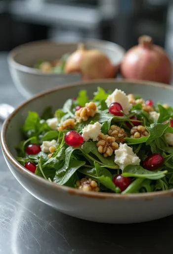 Rucolasalat mit Granatapfel, Feta und Walnuss