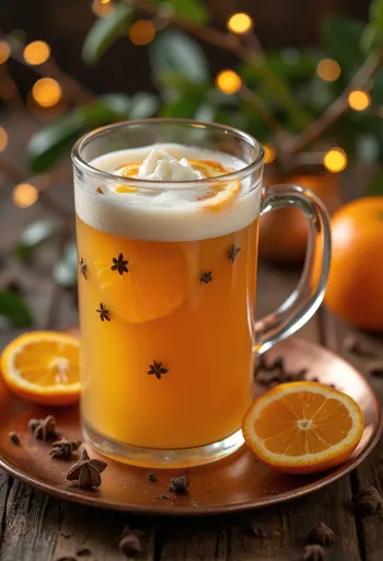 Apfel-Cider mit Nelken und Orange im Glas serviert