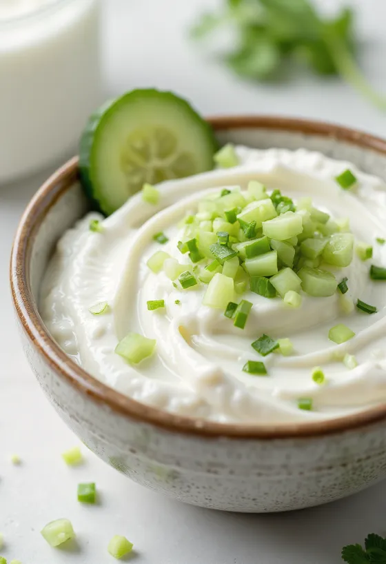 Servierte Gurken-Dill-Sauce