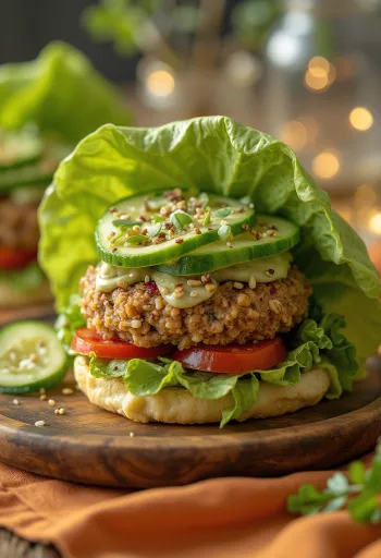 Rohveganer Burger mit frischem Gemüse