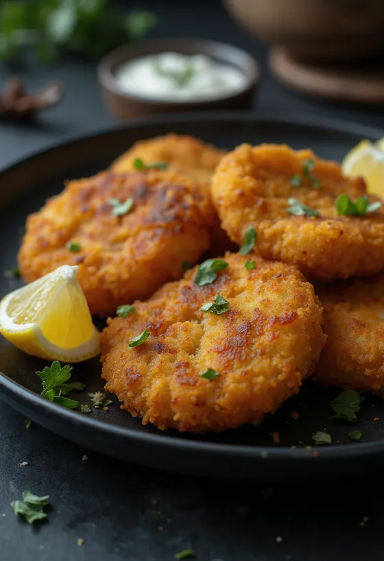 Paniertes Büffelschnitzel serviert