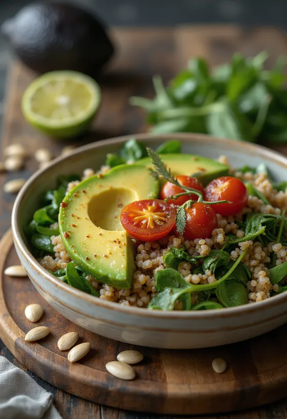 Spinat-Quinoa-Buddha-Bowl mit Avocado