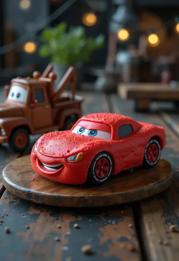 Rennauto-Torte mit rotem Fondant und Auto-Details