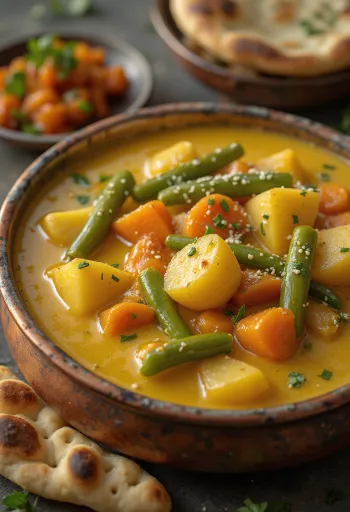 Gemüse-Curry mit Kokosmilch serviert