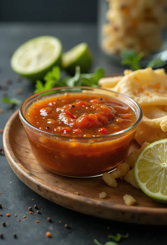 Servierte BBQ-Limetten-Chili-Soße